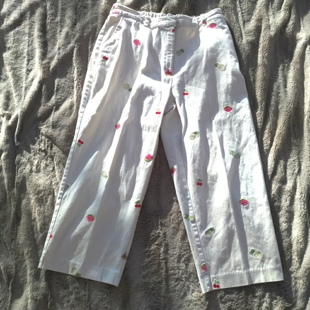 M collection pineapple & watermelon & cherry stitched capri 8